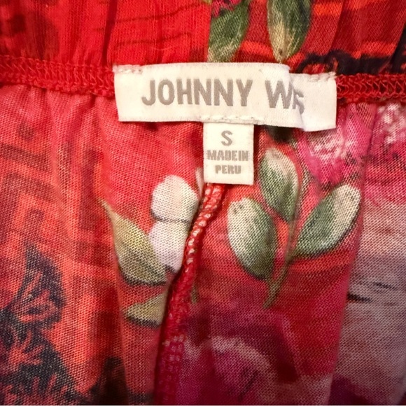 Johnny Was Pants Women's Sz Small Red Floral Rabbit Print High Rise Straight Leg - Picture 6 of 11